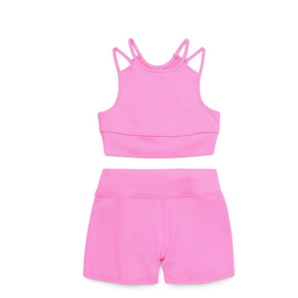 Athletic Works Girl's Longline Bra and Bike Shorts Set, 4-Piece, Size XXL (18) - Picture 2 of 3